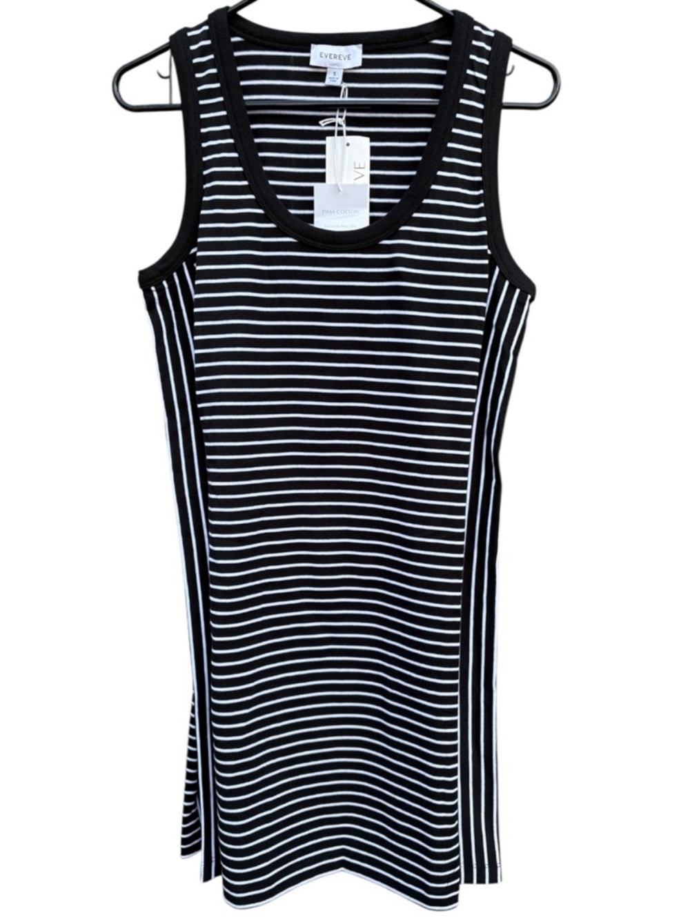 NWT EVEREVE CHARLIE Scoop Neck Pima Cotton Dress Stripe Small Retail $98.00